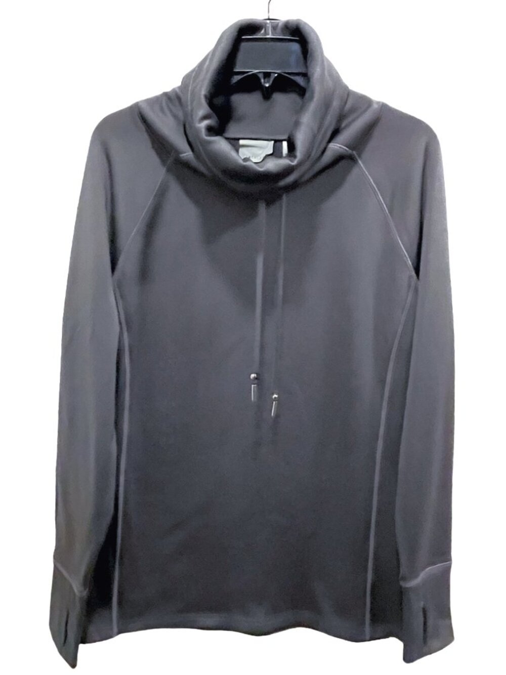 Athleta Cinch Popover Cowl Neck Sweatshirt Gray Fleece Pullover M